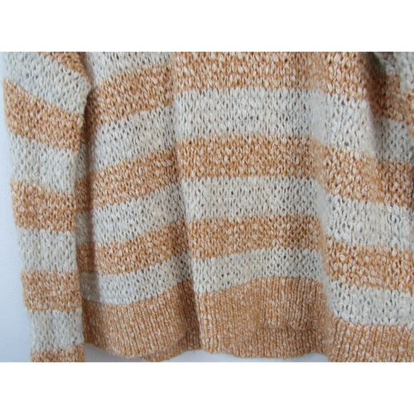 Madewell Medium Baez Pullover Sweater Striped Orange Cream Open Knit Wool Alpaca - Picture 5 of 9